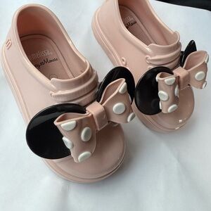 Melissa Kids Pink and Black Bow Shoes